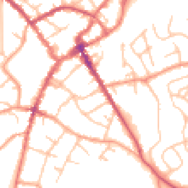 Daytime road noise heatmap for SY11 2ES