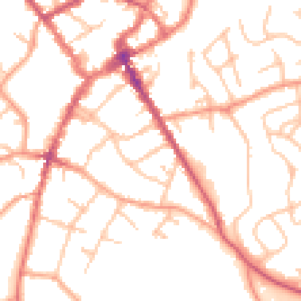 Daytime road noise heatmap for SY11 2HA