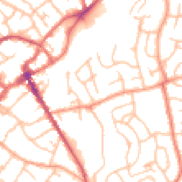 Daytime road noise heatmap for SY11 2JN