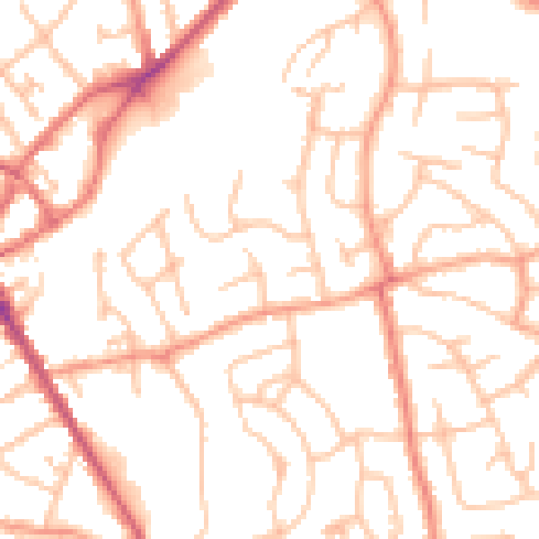 Daytime road noise heatmap for SY11 2JY