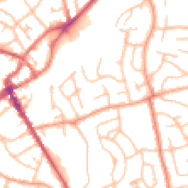 Daytime road noise heatmap for SY11 2JZ