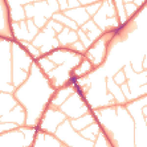 Daytime road noise heatmap for SY11 2NL