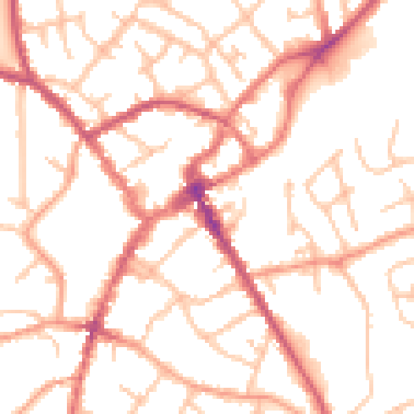 Daytime road noise heatmap for SY11 2NN