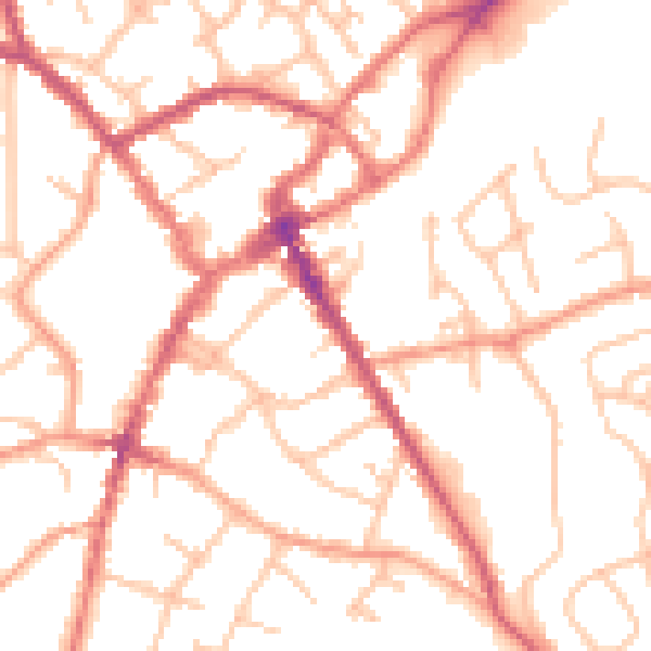 Daytime road noise heatmap for SY11 2NR