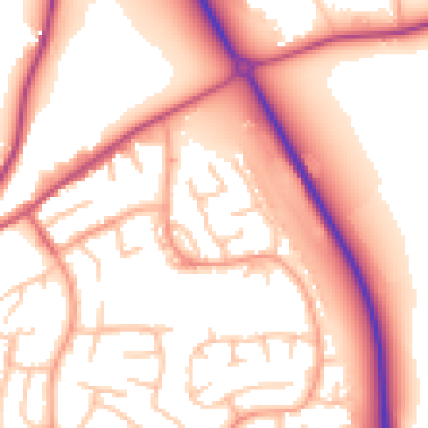 Daytime road noise heatmap for SY11 2RE