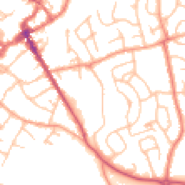Daytime road noise heatmap for SY11 2TS