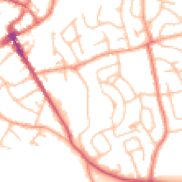 Daytime road noise heatmap for SY11 2TT