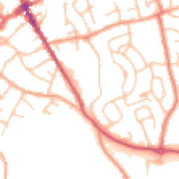 Daytime road noise heatmap for SY11 2TU