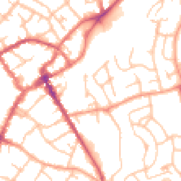 Daytime road noise heatmap for SY11 2YJ