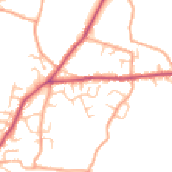Daytime road noise heatmap for SY11 3HY