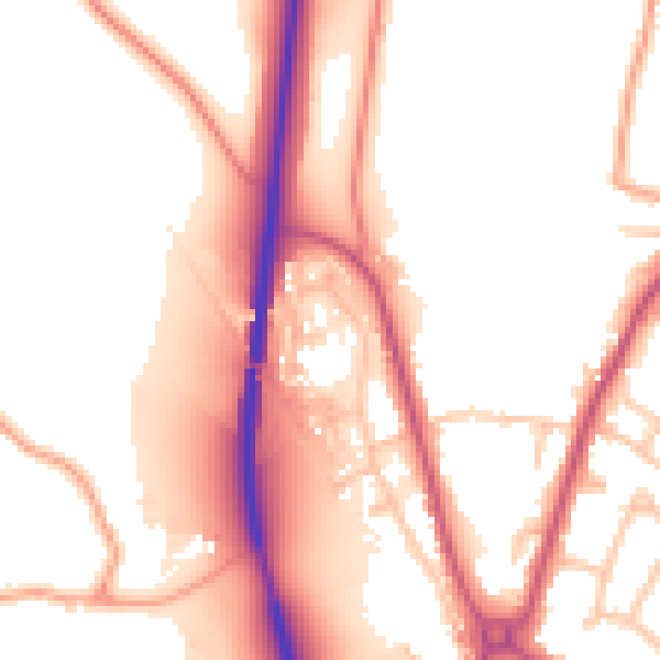 Daytime road noise heatmap for SY11 3NX