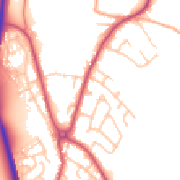 Daytime road noise heatmap for SY11 3PJ
