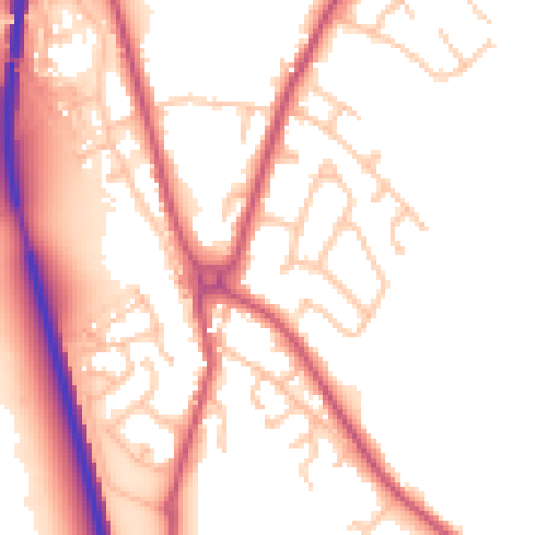 Daytime road noise heatmap for SY11 3PX