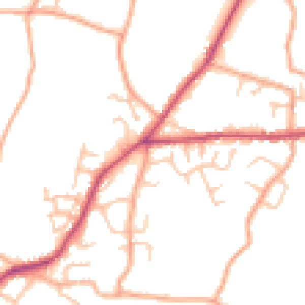 Daytime road noise heatmap for SY11 3QE