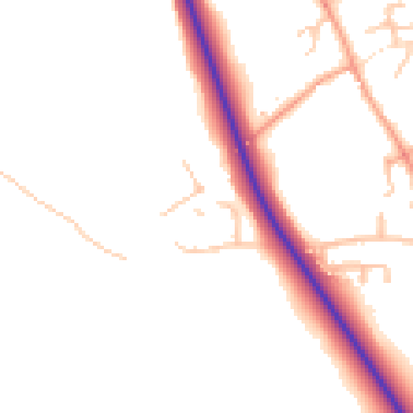 Daytime road noise heatmap for SY11 4LE