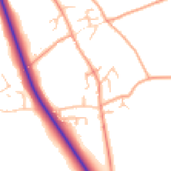 Daytime road noise heatmap for SY11 4QF