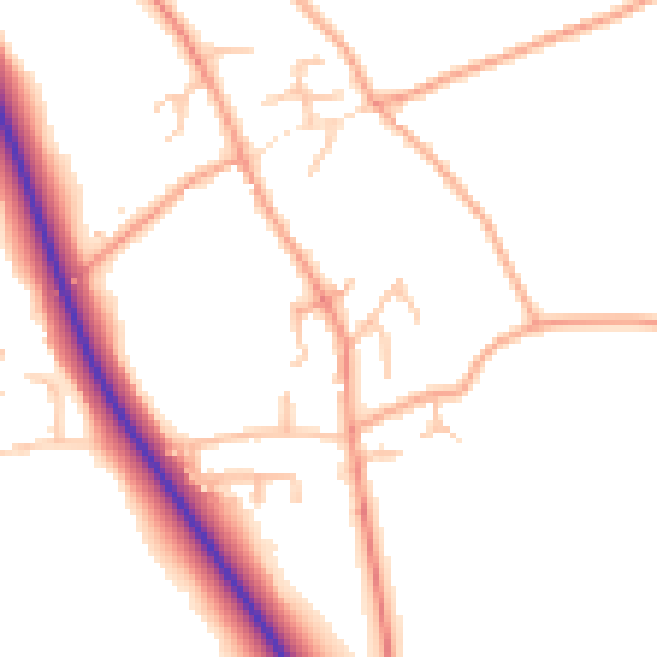 Daytime road noise heatmap for SY11 4QG