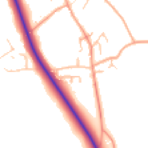 Daytime road noise heatmap for SY11 4RA