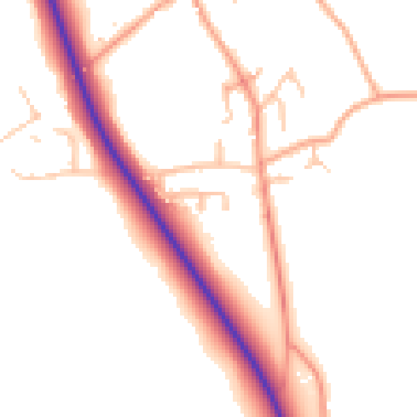 Daytime road noise heatmap for SY11 4RD