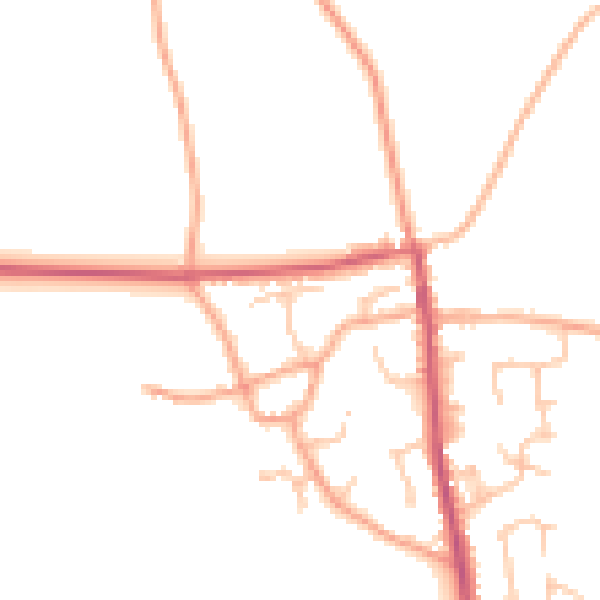 Daytime road noise heatmap for SY4 2EW