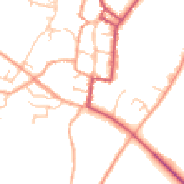 Daytime road noise heatmap for SY9 5AA