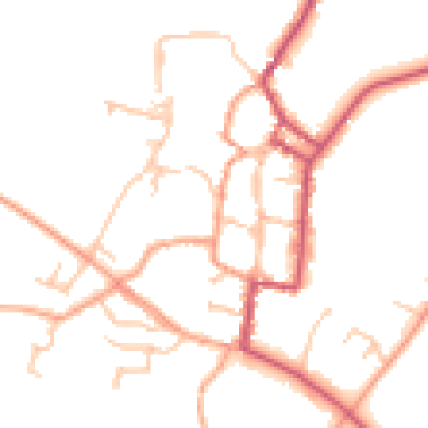Daytime road noise heatmap for SY9 5AJ