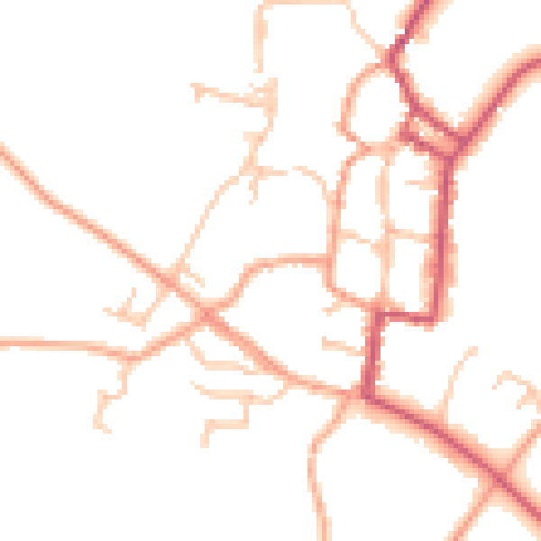 Daytime road noise heatmap for SY9 5AN