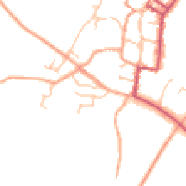 Daytime road noise heatmap for SY9 5AP