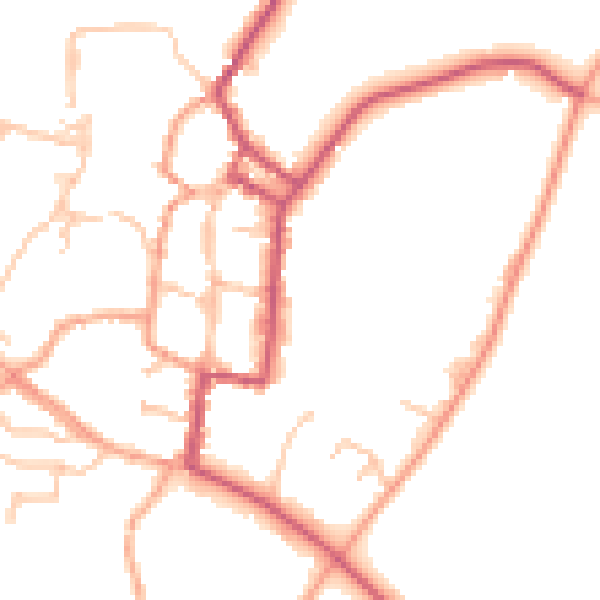 Daytime road noise heatmap for SY9 5AQ