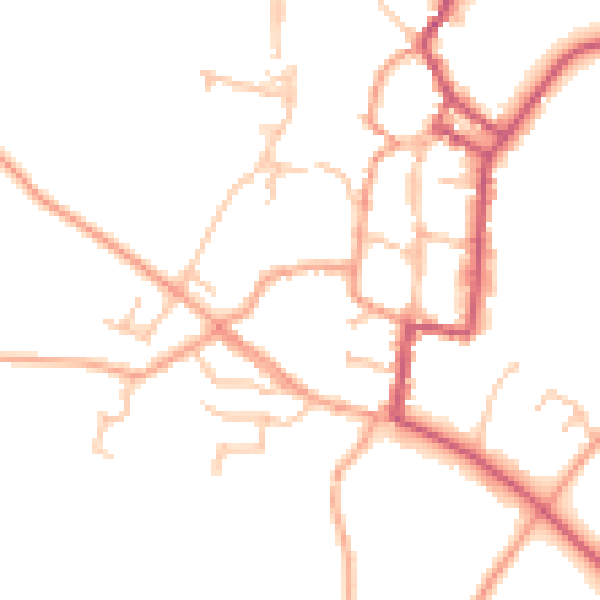 Daytime road noise heatmap for SY9 5AZ