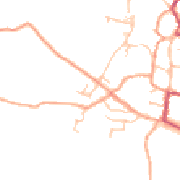 Daytime road noise heatmap for SY9 5BD