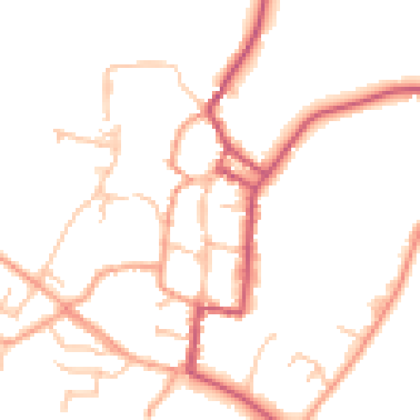 Daytime road noise heatmap for SY9 5BQ