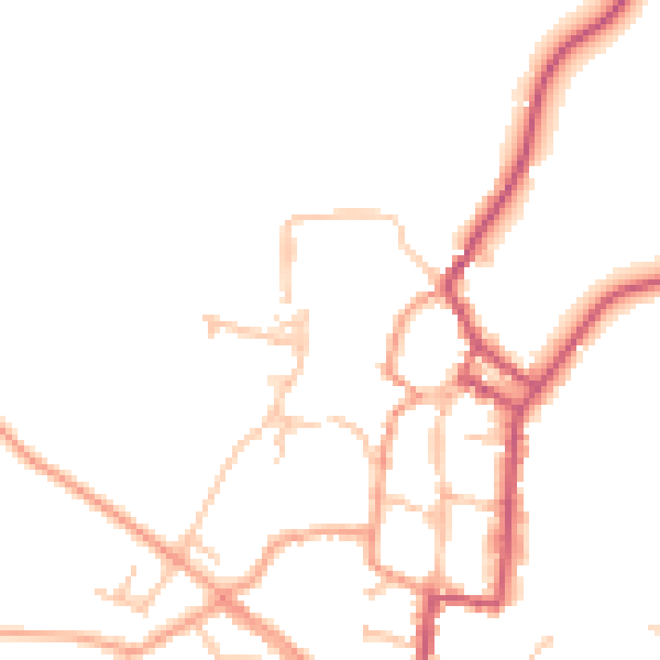 Daytime road noise heatmap for SY9 5BS