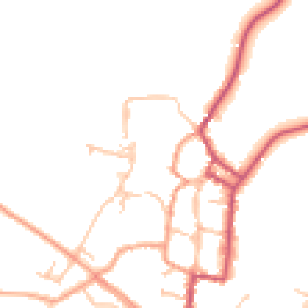Daytime road noise heatmap for SY9 5BT