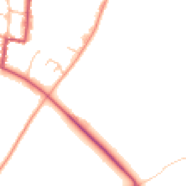 Daytime road noise heatmap for SY9 5BX