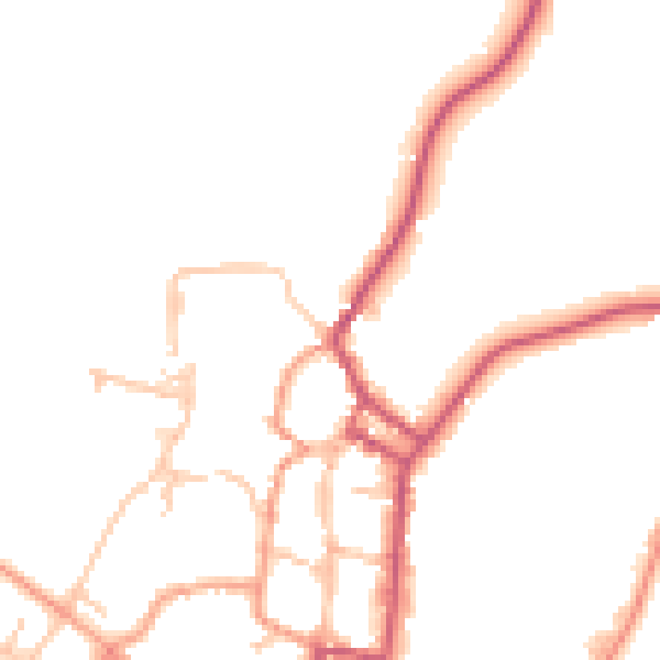 Daytime road noise heatmap for SY9 5BY