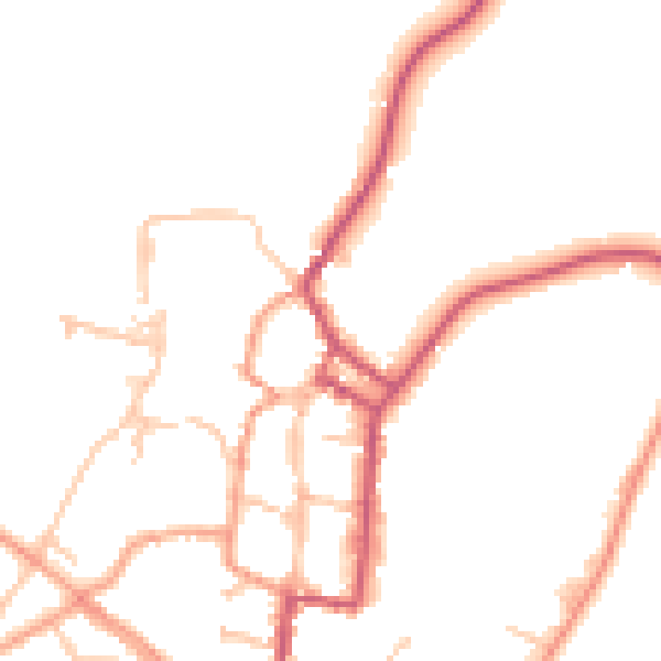 Daytime road noise heatmap for SY9 5DA