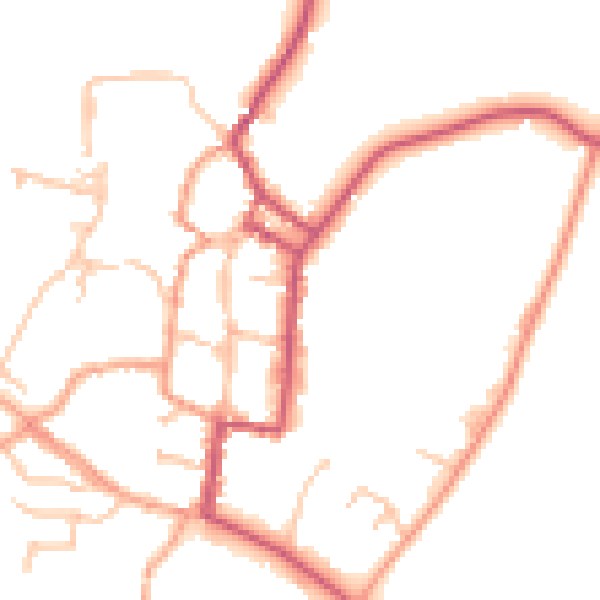 Daytime road noise heatmap for SY9 5DD