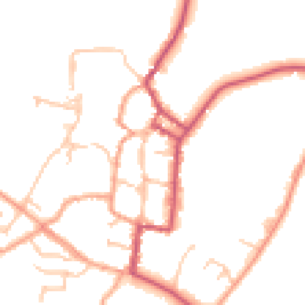 Daytime road noise heatmap for SY9 5DE