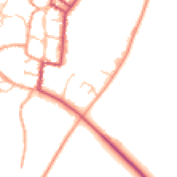Daytime road noise heatmap for SY9 5DH