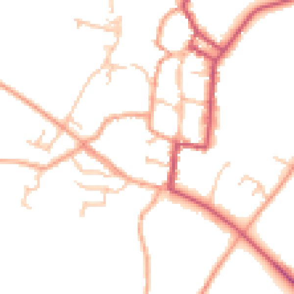 Daytime road noise heatmap for SY9 5DJ