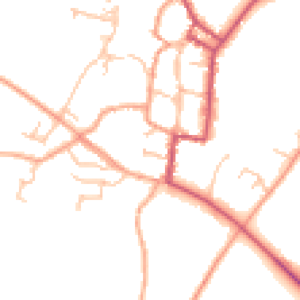 Daytime road noise heatmap for SY9 5DL