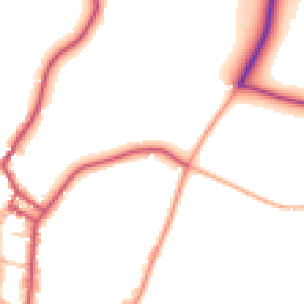 Daytime road noise heatmap for SY9 5DP