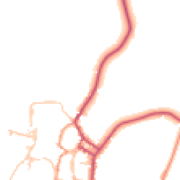 Daytime road noise heatmap for SY9 5EZ