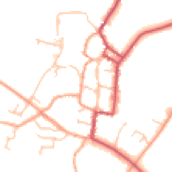 Daytime road noise heatmap for SY9 5FA