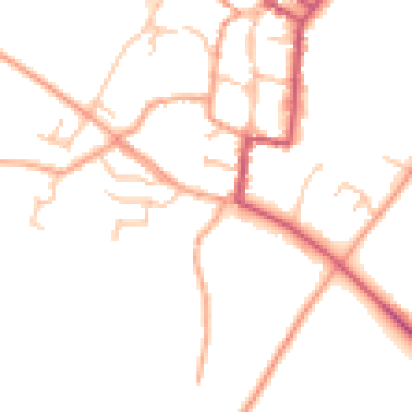 Daytime road noise heatmap for SY9 5FD