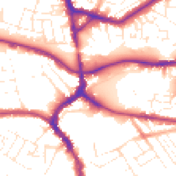 Daytime road noise heatmap for TA1 1AJ