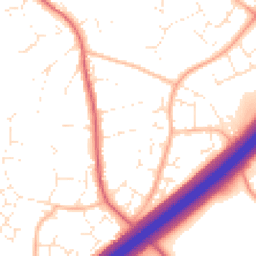 Daytime road noise heatmap for TA1 3DB