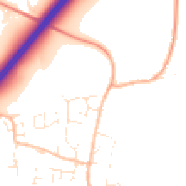 Daytime road noise heatmap for TA3 5EA