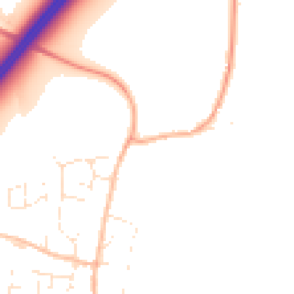 Daytime road noise heatmap for TA3 5ED